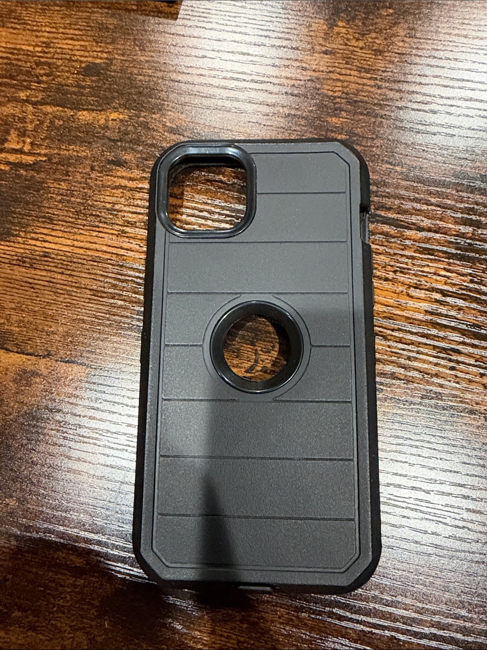 Rugged Black Phone Case with Ring Holder and Grip